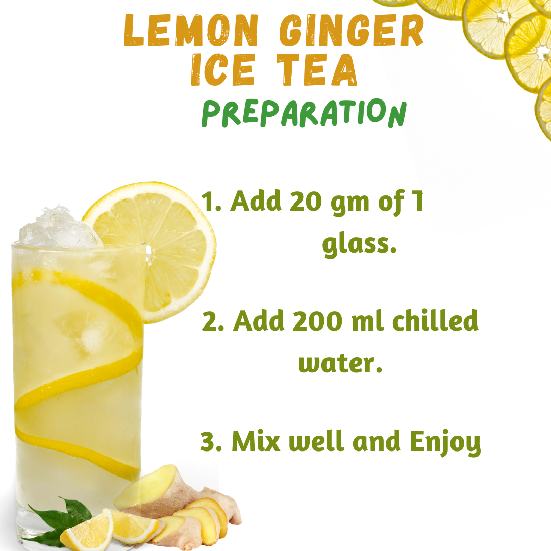 Lemon Ginger Ice Tea | 1 kg Pack | For 10 Liter